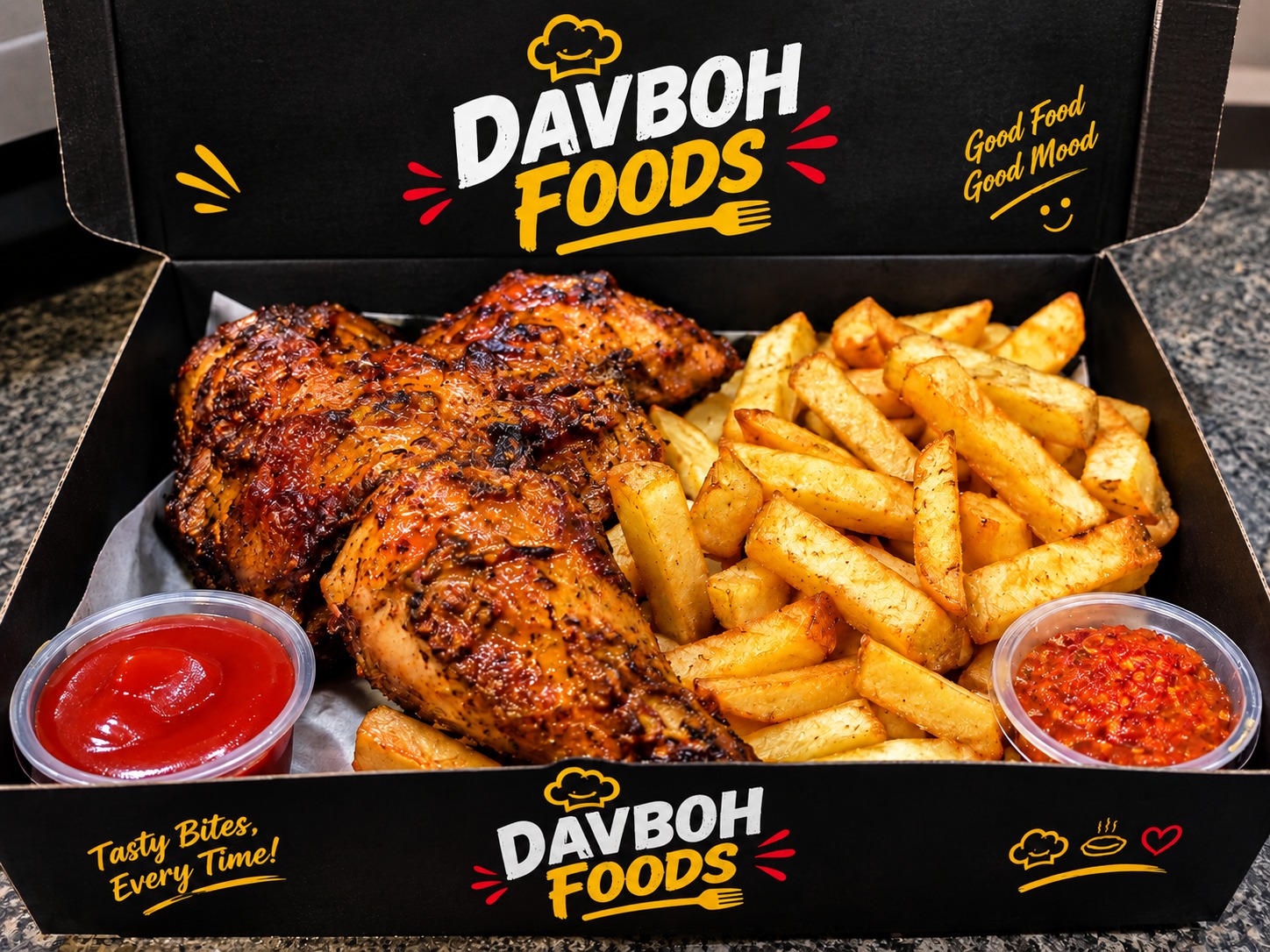 Chicken served with chips